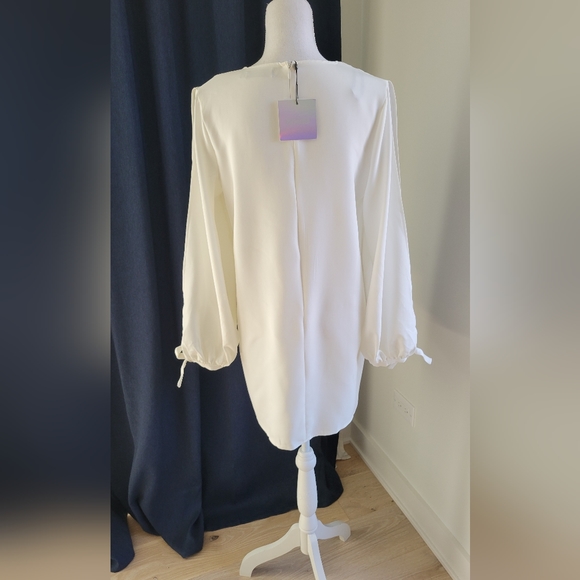 MISSGUIDED | White Tie Sleeve Dress - Picture 9 of 10